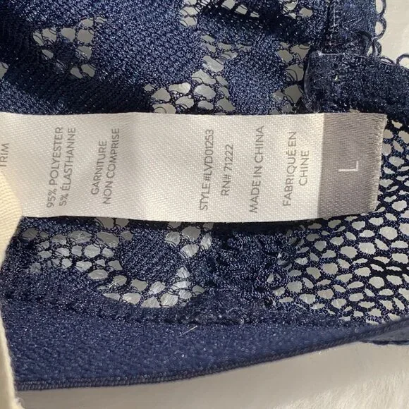 Lucky Brand Navy Blue Lace Bralette Size L Lightly Padded - Picture 3 of 10